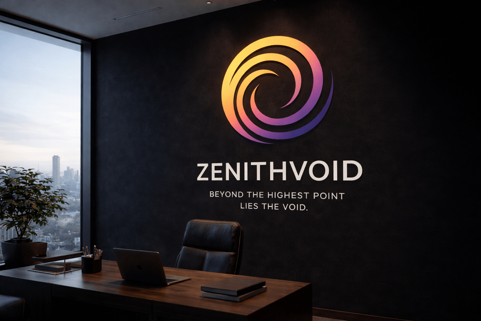 ZenithVoid office with glowing logo